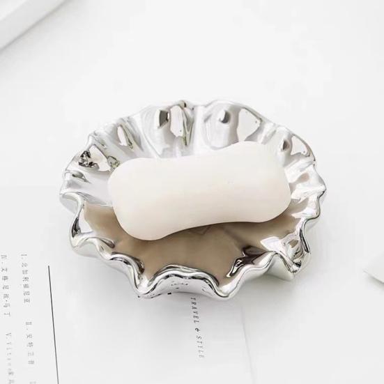 Мыльница Компактная, легко моющаяся Керамика в скандинавском стиле Мыльница в форме листа лотоса Полка для ежедневного использования