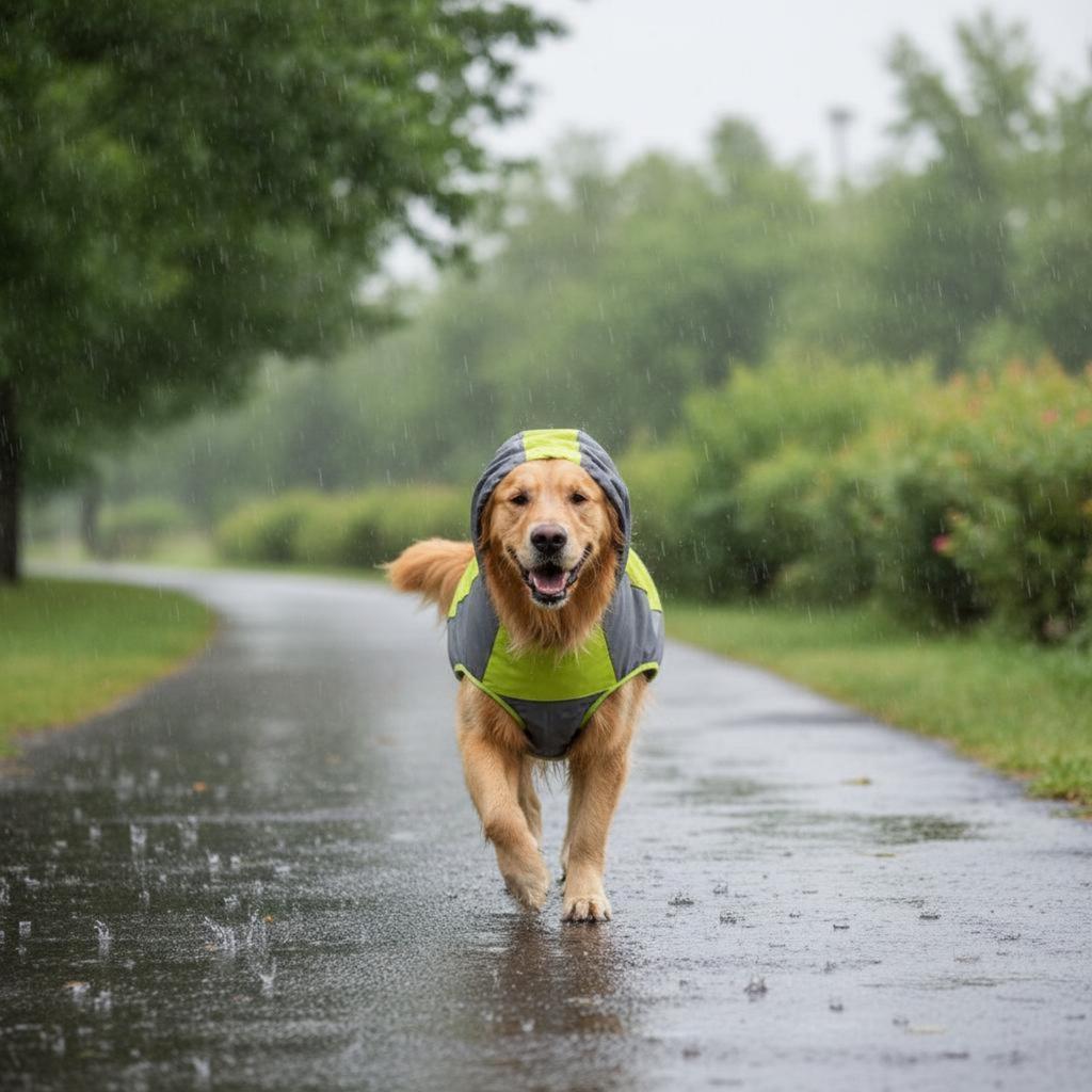 Hooded Dog Rain Jacket With Hood Dog Raincoat Pet Apparel Reflective Strips Adjustable Fit for Rainy Days