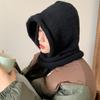 Однотонная вязаная балаклава, шерстяной воротник для шеи, шапка-бини, милый капюшон, для девочки