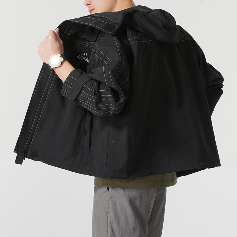 Adidas Comfortable Casual Hooded Long Sleeve Jacket Men Jackets Black JD5419