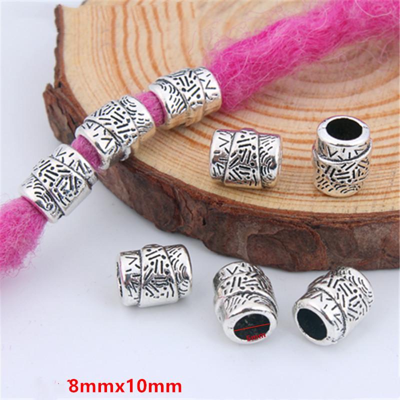 5pcs/bag Silver Metal Hair Rings Braid Dreadlocks Bead Hair Cuffs Dread Tube Charm Dreadlock for DIY Hair Accessaries