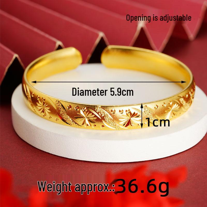 Вьетнамский браслет-манжета из песочного золота с текстом Сердечной сутры: Долговечный браслет из звездного латунного сплава для женщин.