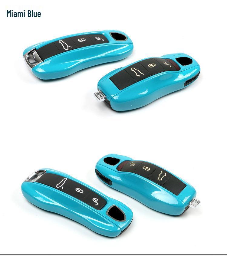 Fits Porsche Key Shell: New Cayenne, Macan, Panamera, 718, Taycan - Ice Raspberry Pink Matte Gray Solid Color