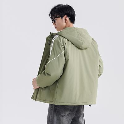 Новая зимняя тенденция хлопковая одежда мужская утепленная теплая пара хлопковая подбитая одежда куртка с капюшоном ветрозащитная три полосы