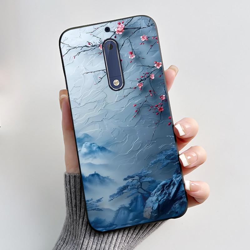 Чехол Для Nokia 5 Эстетичный Модный Милый Кот Мультяшный Черный Мягкий ТПУ Чехол для Телефона Для Nokia 5 Чехол-Бампер TA-1053 TA-1024