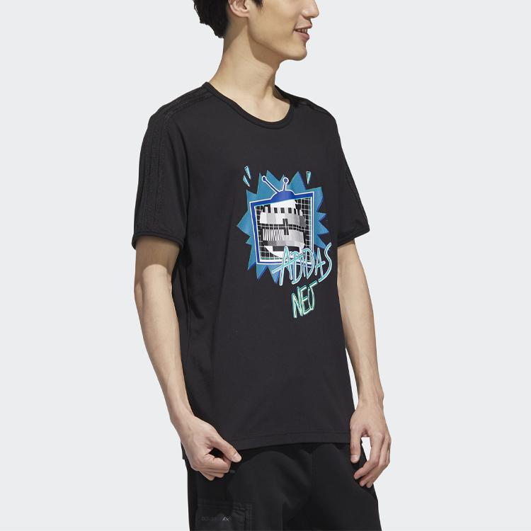 adidas Футболка мужская с круглым вырезом Neo Fun Print Sports, черная GM2340