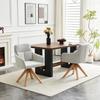 Set of 2 dining swivel chairs with high backrest. Light grey velvet fabric with solid wood legs. 360 degrees rotatable
