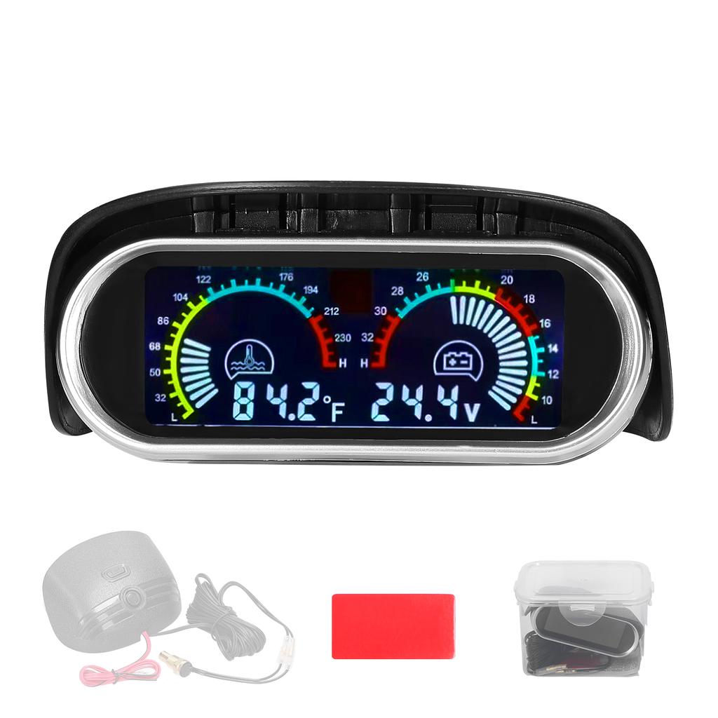 2 In 1 Universal Car Digital Gauge Water Temperature Voltage Gauge Voltmeter 936V with 18NPT
