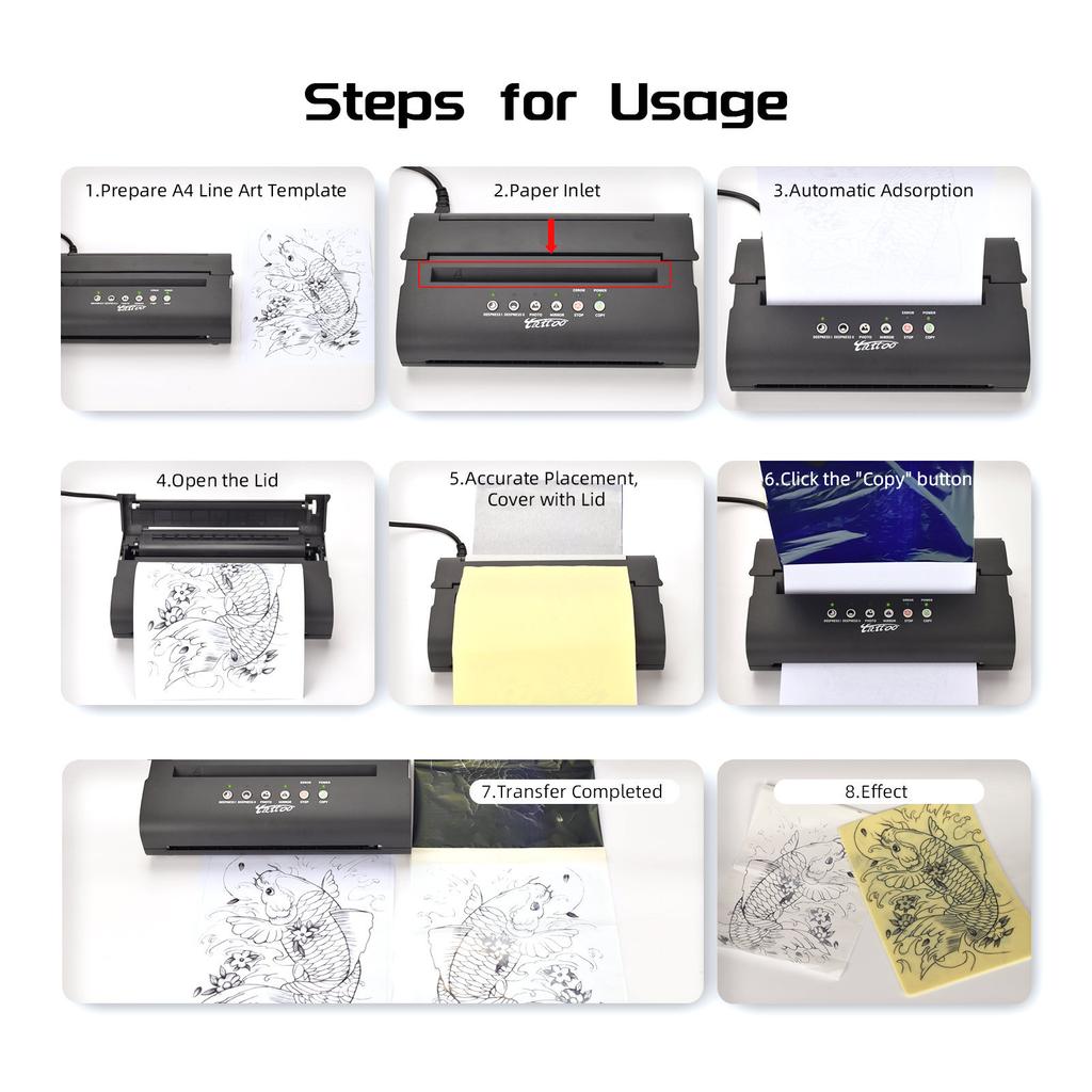 ATOMUS Tattoo Stencil Transfer Printer Machine with 30pcs Tattoo Transfer Paper Thermal Stencil