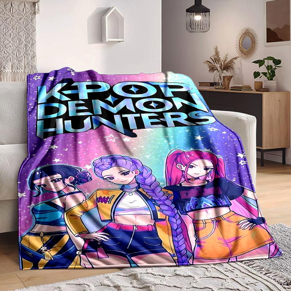 1Pc Kpop Demon Hunters Blanket Soft And Comfortable Casual Warm Camping Travel Christmas Halloween Xmas Gift M929395