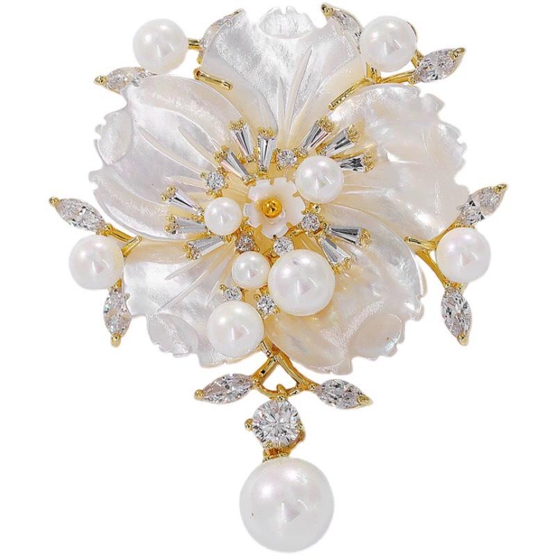 Вишневая брошь женская легкая роскошная высококачественная брошь из ракушки из ракушки изысканные и элегантные аксессуары вечернее платье подарок на день учителя