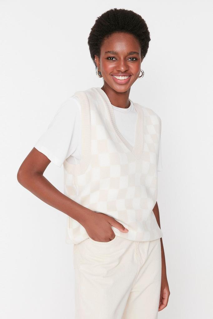 Women's Fashion Stylish Sweater Black V-Neck Knitwear Sweater