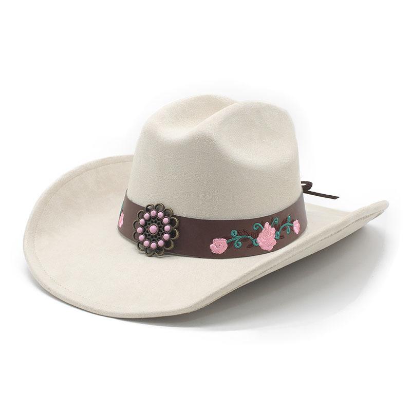 Western Cowboy Hat Women's Autumn and Winter British Suede Top Hat Fashion Felt Hat