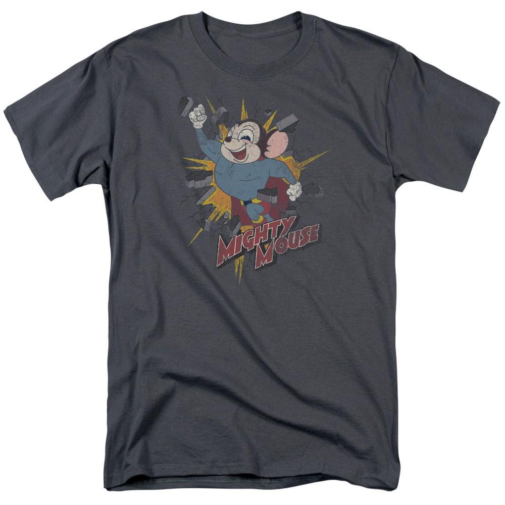Mighty Mouse - Break Through - Adult Unisex Short Sleeve T-Shirt - Gray