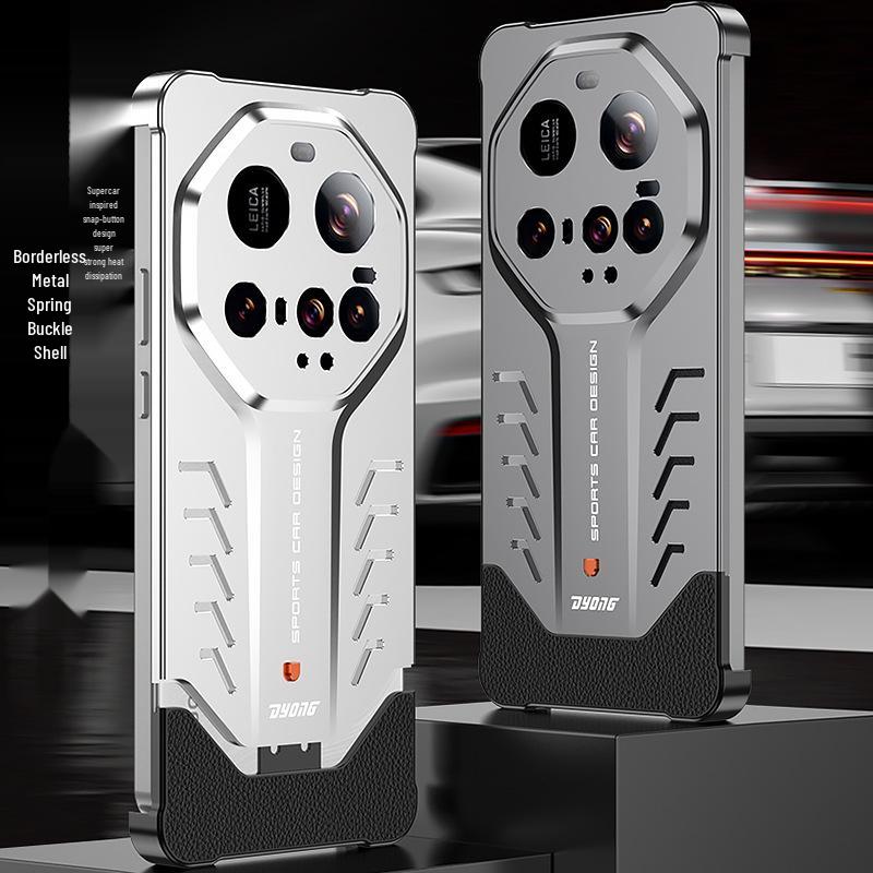 Безрамочный металлический чехол для телефона Porsche 15 Ultra с дизайном суперкара и акцентами