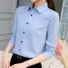 Summer Autumn Women Office Shirt Korean Fashion Slim Fit Casual Blouse Tops Ladies Lapel Long Sleeve Base Chiffon Shirts