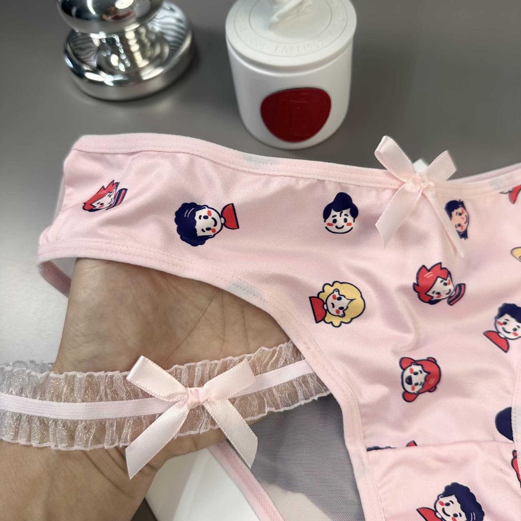 Cartoon Print Pattern Panties Low Waist Sexy Leg Rope Slimming Triangle Women’s Panties
