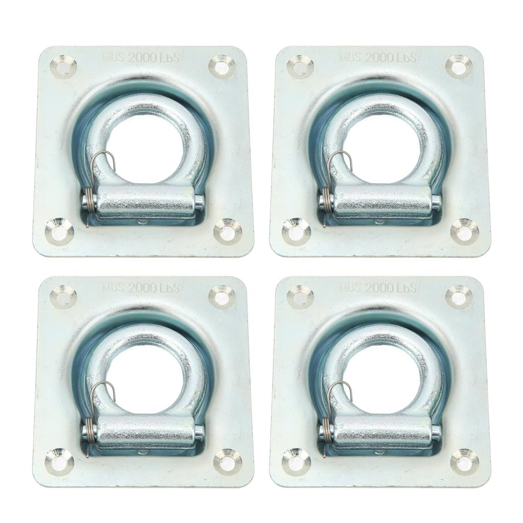 4 шт. Утопленное D-образное кольцо для троса прицепа из углеродистой стали, максимальная разрывная нагрузка 2000 фунтов, точки крепления для прицепов