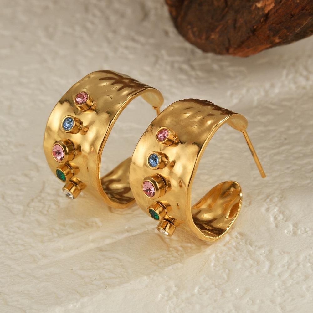 Zircon Colorful Ring Stainless Steel High-grade Zircon Ring New Vintage Accessories