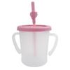 Agaphra Magic Straw Cup S 300ml + Silicone Straw + Fruit Straw Top, Pink (straw Cup), Random Delivery (pin Top), 1 Set