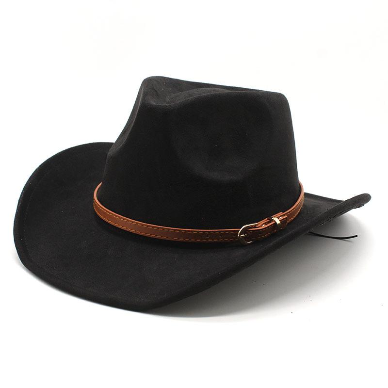 Minority Suede Hat Belt Men And Women Couple Hat Western Cowboy Top Hat Jzj-252