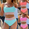Sport High Waist Women Bikini New Sexy Scoop Push Up Swimsuit Mujer Bathing Suit Teen Young Girl Tank Top Biquini Swimwear