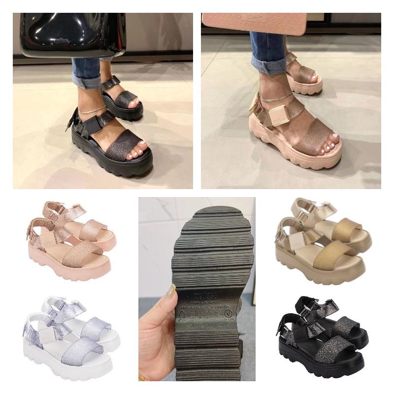 2023melissa Stylish Melissa Women's Flat Sandals With Chunky Soles And Trendy Wide Straps