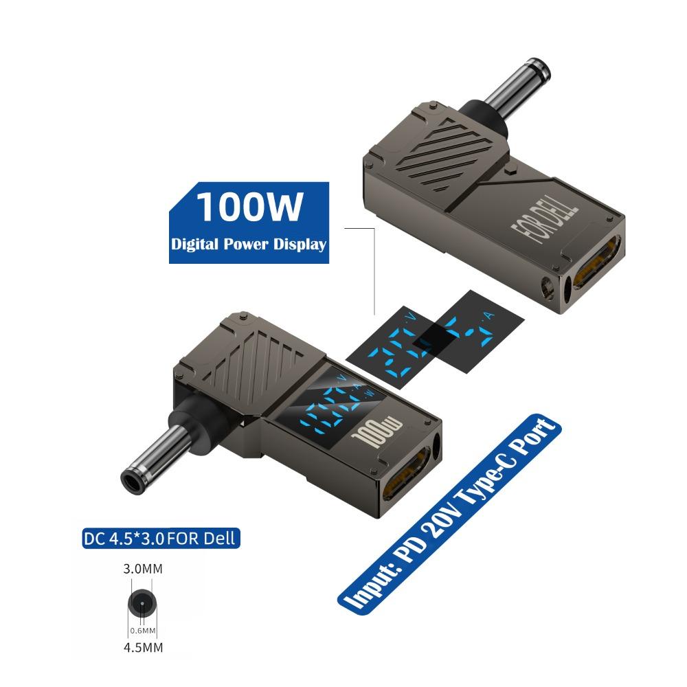 PD 100 Вт USB-C к DC Конвертер Цифровой дисплей Зарядное устройство для ноутбука Штекер для Lenovo/HP/Dell