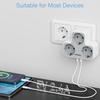 Tessan Multi Outlets Power Strip with 3 AC Outlets 2 USB Ports EU KR Plug Multiple Wall Socket Adapter with Overload Protection