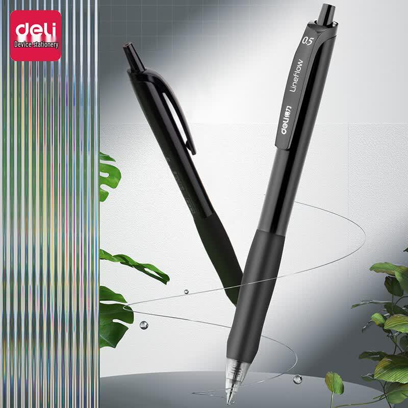Deli 0.5mm Black Retractable Gel Pen Set