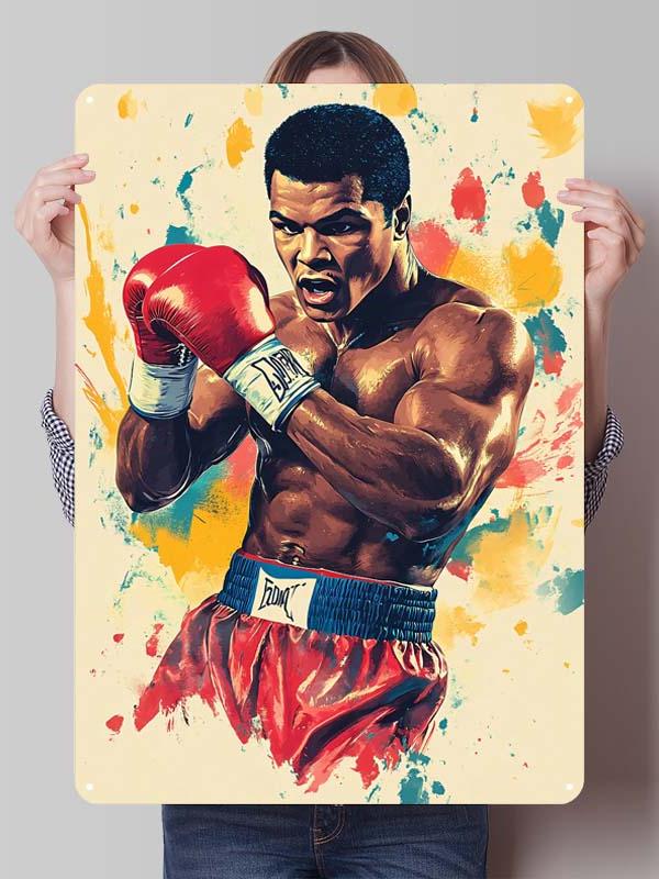 Металлические постеры с изображением Мухаммеда Али, боксера, декор для комнаты, изготовленные на заказ металлические таблички с боксерскими мотивами для украшения стен, ретро-стиль для дома и мужской тематики.