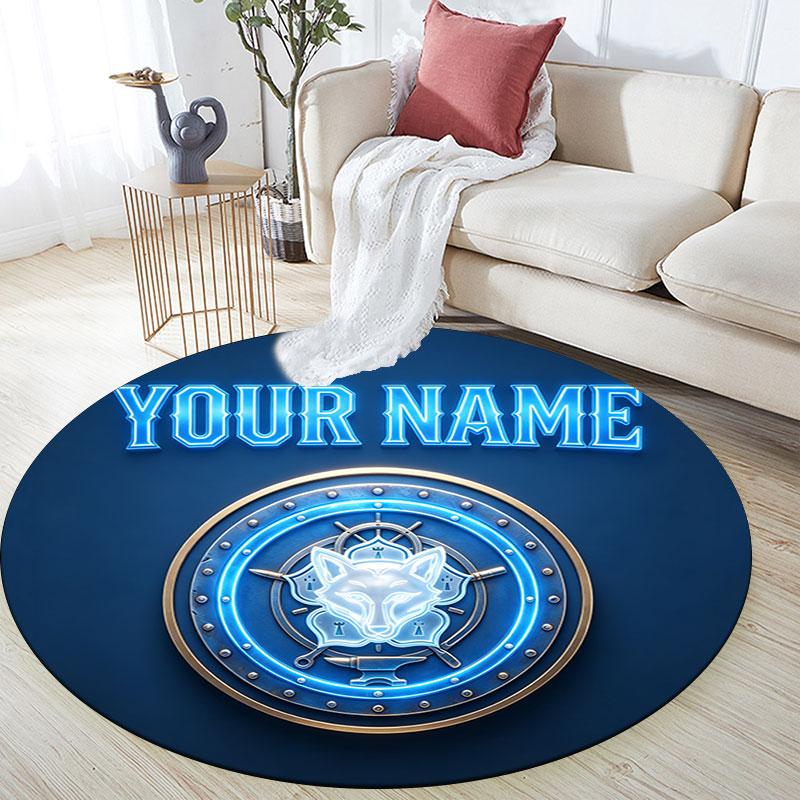 Custom Name,Leicester City pattern round rug,Carpet Rug for Living Room Bedroom Playroom ,Non-slip Floor Mat,Holiday Gifts and Birthday Gifts.