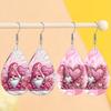 2pairs Happy Valentine's Day Pink Gnome Hold Love Balloon Print PU Earrings for Women , Sweet Red Jewelry Drop Earrings for Couple Lover Best Friends
