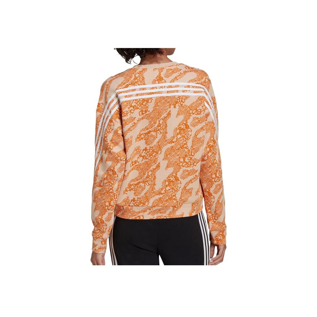 Adidas Animal Print Comfortable Skin-Friendly Crew Neck Sweatshirt Women Sweatshirt Orange H57316