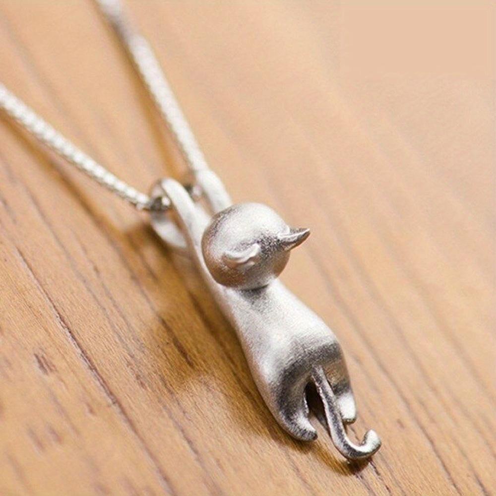 Simple Cute Cat Dangle Necklace for Women Daily Casual Party Jewelry Lover Birthday Gift