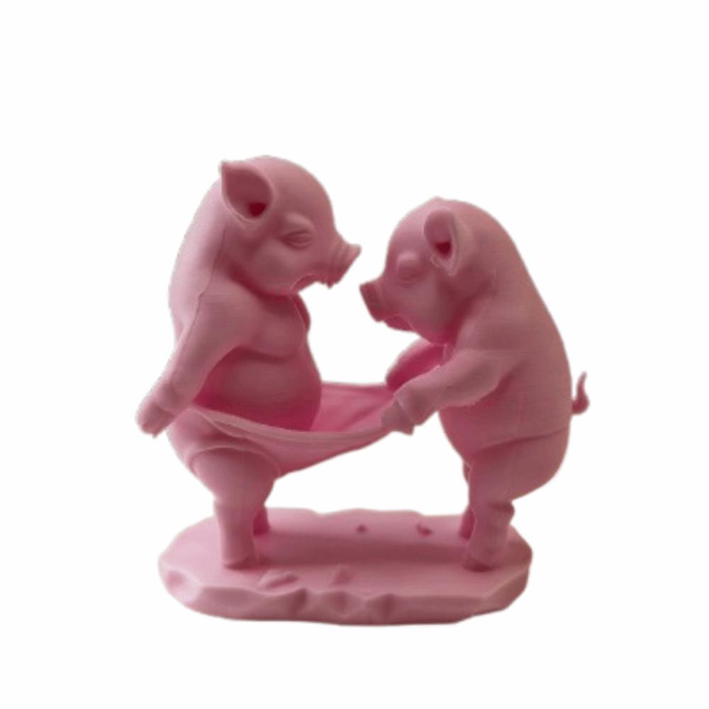Animal Crafts Cartoon Pig Figurine Creative Animal Pig Model 3D Printed Pig Toy Home Decoration
