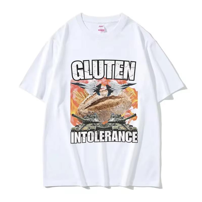 Hot Selling New Funny Gluten Intolerance Meme Graphic Tshirt Unisex Women Retro Harajuku Oversized Breathable Casual Tops 2026