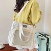 Large Capacity Itabag Zipper Canvas Shoulder Bag Portable Transparent Pocket Handbag  Women