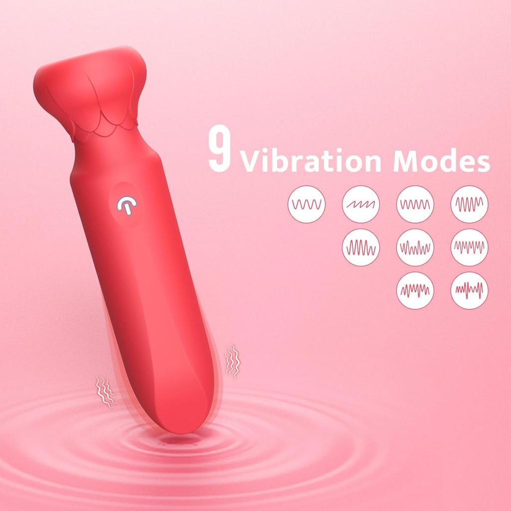 Mini Bullet Vibrator, 9 Modes G Spot Clitoral Stimulator, Rechargeable, Red | Unique lipstick shape, 9 powerful yet quiet vibration modes, fully