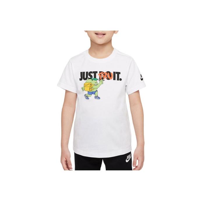 Nike Футболка с коротким рукавом и круглым вырезом с принтом из мультфильма, детские топы, белая DX7623-100