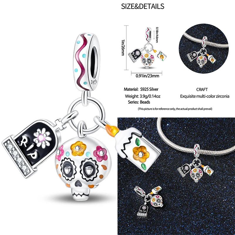 Новый Медный Хэллоуин Ведьма Скелет Летучая мышь Шарм Цепь Из Бусин Подходит Оригинальный Браслет DIY Женские Украшения