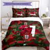Portugal Football Printed Bedding 3 Piece Set Cozy Breathable Bed Cover Set as Housewarming Holiday Gift