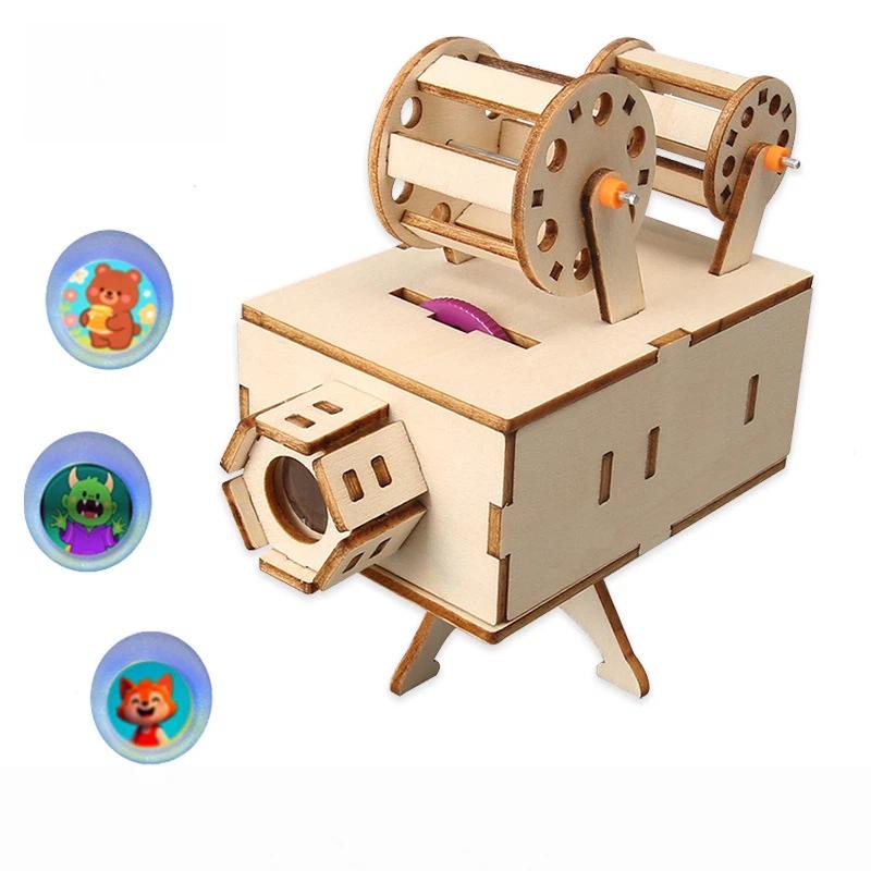 Wooden DIY Film Projector STEM Kit Physical Science Experiment Model for Kids Students School Educational Projects