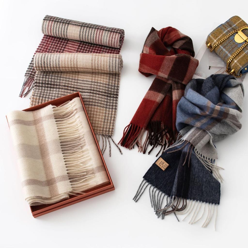 Рождественский шерстяной шарф для женщин, высококачественный и универсальный, клетчатые панели, теплый шарф для студентов