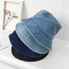 Denim Fisherman Hat Retro Style Unisex Sun Protection Basin Hat Flat Top Short Brim Solid Color Thin Bucket Hat