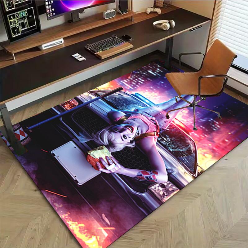 1pc Harley Quinn Chaos Color Carpet for Playroom Bedroom Living Room Sofa Home Decor,kids Game Area Rug Non-slip Floor Mat Y826166