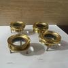 Pack of 4 Round Brass Magnifying Glass with Handle Decorative Handheld Magnifier 5 Cm