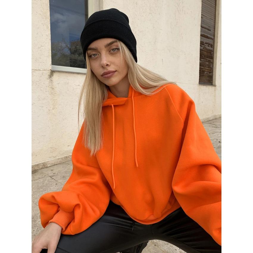 Осенне-зимний спортивный повседневный флисовый худи женский уличный стиль оверсайз свободный пуловер с длинным рукавом куртка