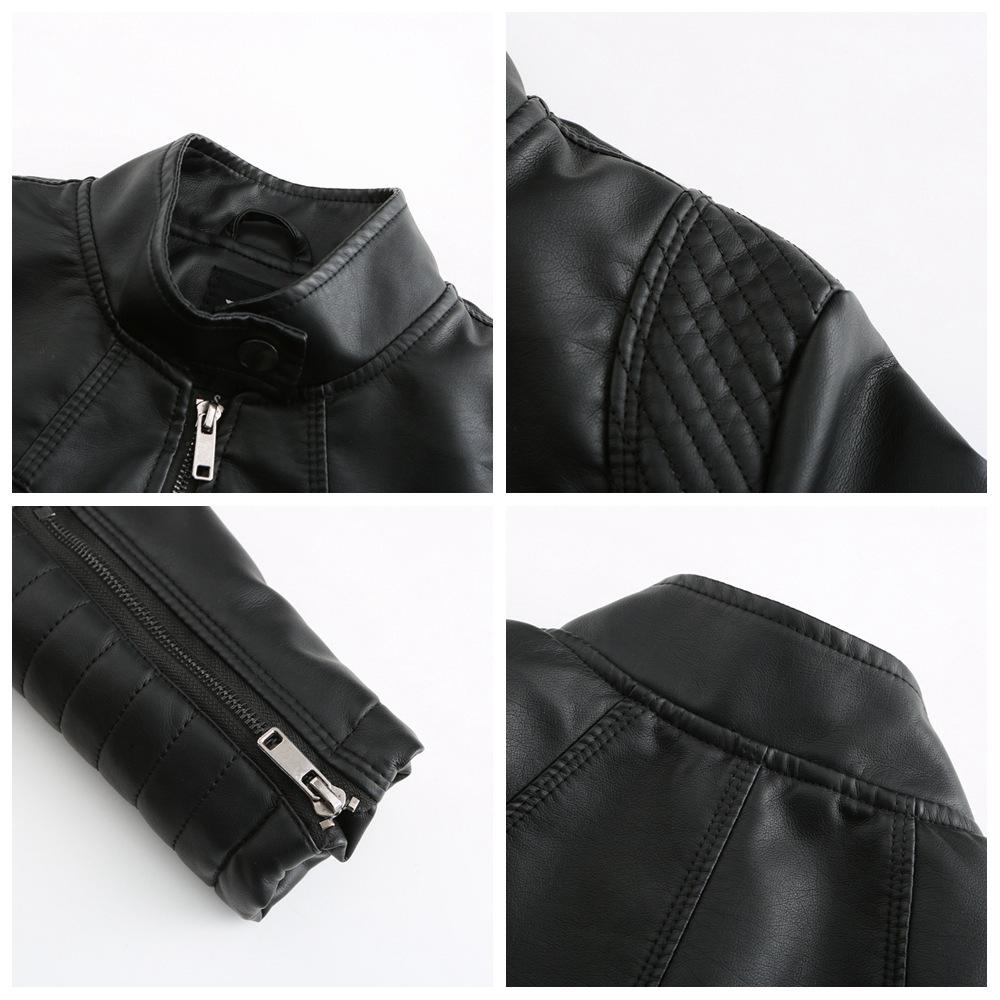 Women's European & American Spring/Autumn Leather Motorcycle Jacket - Stylish Short Design