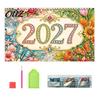 New Year Gift for Artists 2027 DIY Faux Diamond Art Hanging Calendar, Rhinestone Painting Illustration Seasonal Craft Enthusiasts Theme Spiral